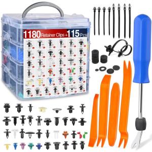 imageNilight 725Pcs Car Push Retainer Clips ampamp Auto Fasteners Assortment 23 Most Popular Sizes Nylon Bumper Fender Rivets with 10 Cable Ties and Fasteners Remover for Toyota GM Ford Honda Chevy1295Pcs