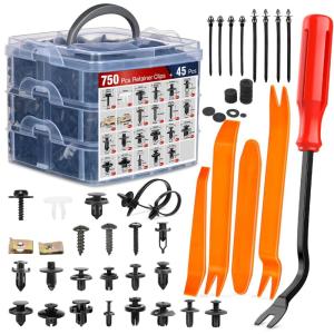 imageNilight 725Pcs Car Push Retainer Clips ampamp Auto Fasteners Assortment 23 Most Popular Sizes Nylon Bumper Fender Rivets with 10 Cable Ties and Fasteners Remover for Toyota GM Ford Honda Chevy795Pcs