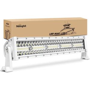 imageNilight 73003CA 22Inch 150W Double Row 15000LM 7D Flood Spot Combo Beam LED Light Bar22Inch White Shell with White Light