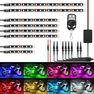 imageNilight 8PCS Motorcycle RGB Led Light Kit Waterproof MultiColor Atmosphere Lights Lamp with 4Key RF Wireless Remote for Harley Davidson Honda Kawasaki Suzuki 2 Years Warranty TL428Pcs RGB LED Strip Lights