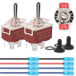 imageNilight 90014E Heavy Duty Rocker Toggle Switch 12V 20A Red Cover SPST ONOff 2Pin Car Truck Boat5 Pack2PCS Momentary onoffOn