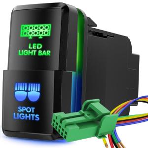 imageNilight Camping Lights Push Button Switch 12V ON Off Switches with Connector Wire Kit 154quot x 083quot Replacement for Toyota FJ Cruiser Fortuner Ta coma Highlander Tundra 4Runner Prado Land CruiserLED Light Bar  Spot Lights
