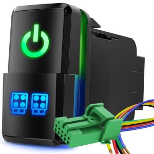 imageNilight Camping Lights Push Button Switch 12V ON Off Switches with Connector Wire Kit 154quot x 083quot Replacement for Toyota FJ Cruiser Fortuner Ta coma Highlander Tundra 4Runner Prado Land CruiserPower  LED Work Lights