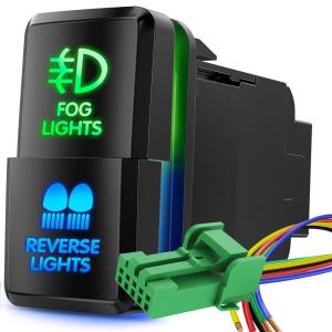 imageNilight Camping Lights Push Button Switch 12V ON Off Switches with Connector Wire Kit 154quot x 083quot Replacement for Toyota FJ Cruiser Fortuner Ta coma Highlander Tundra 4Runner Prado Land CruiserFog Lights  Reverse Lights