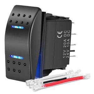 imageNilight Down Up Polarity Reverse Switch DPDT 20A 7PIN Momentary Rocker ONOffON 12V 24V Toggle Jumper Wires for Control Motor Hoist Crane Linear ActuatorON Off ON Switch