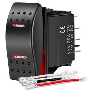 imageNilight Down Up Polarity Reverse Switch DPDT 20A 7PIN Momentary Rocker ONOffON 12V 24V Toggle Jumper Wires for Control Motor Hoist Crane Linear ActuatorON Off ON Red Switch