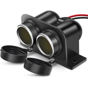 imageNilight Dual Cigarette Lighter Socket with Wire 12V Dual Power Plug Replacement Cigar Lighter receptable with Cover and Mounting Screws for Cars Trucks RVs Boats ATVs 50060BDual Cigarette Lighter Socket