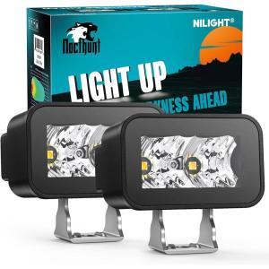 imageNilight Flush Mount LED Pod Lights 2 PCS 47 Inch 4LED Flood Beam Bumper Offroad Driving Backup Reverse Work Light for Truck ATV UTV3Inch 2Led Light Pods