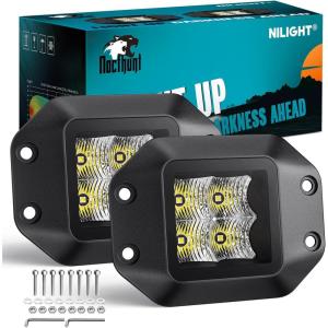 imageNilight Flush Mount LED Pod Lights 2 PCS 47 Inch 4LED Flood Beam Bumper Offroad Driving Backup Reverse Work Light for Truck ATV UTV47Inch 4Led Flush Mount Light