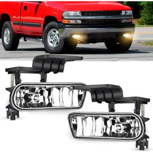 imageNilight Fog Light Assembly Compatible with 1999 2000 2001 2002 Chevy Silverado 1500 2500 20012002 3500 Chevy Silverado 20002006 Suburban TahoeSilverado 19992002 Clear