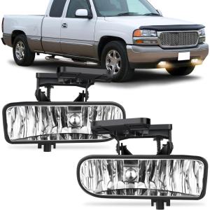 imageNilight Fog Light Assembly Compatible with 2007 2008 2009 2010 2011 2012 2013 GMC Sierra 1500 0714 Sierra 2500HD 3500HD Clear Lens Lamps Replacement 880 12V 27W BulbsSierra 19992002 Clear