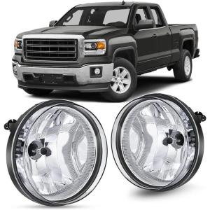 imageNilight Fog Light Assembly Compatible with 2007 2008 2009 2010 2011 2012 2013 GMC Sierra 1500 0714 Sierra 2500HD 3500HD Clear Lens Lamps Replacement 880 12V 27W BulbsSierra 20072014