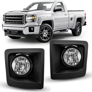 imageNilight Fog Light Assembly Compatible with 2007 2008 2009 2010 2011 2012 2013 GMC Sierra 1500 0714 Sierra 2500HD 3500HD Clear Lens Lamps Replacement 880 12V 27W BulbsSierra 20142015