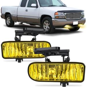 imageNilight Fog Light Assembly Compatible with 2007 2008 2009 2010 2011 2012 2013 GMC Sierra 1500 0714 Sierra 2500HD 3500HD Clear Lens Lamps Replacement 880 12V 27W BulbsSierra 19992002 Amber