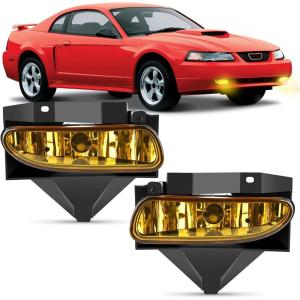 imageNilight Fog Lights Assembly Compatible with 1999 2000 2001 2002 2003 2004 Ford Mustang Lamp Replacement Driver and Passenger Side Amber Lens19992004 Ford Mustang Amber