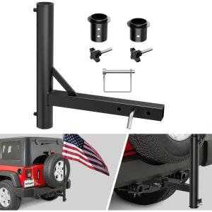 imageNilight Hitch Mount Flagpole Holder Compatible with 1 to 23 Inch Diameter Flag Tube Universally for 2quot Receiver on RV SUV Pickup Truck Camper Trailer Jeep