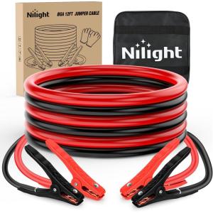 imageNilight Jumper Cables for Car Battery 2 Gauge 20 FT Booster Cable Heavy Duty 800 A CCA with Carrying Bag Jump Start Emergency Kit Pickup Truck RV Vans SUV8 Guage 12 FT