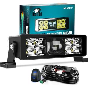 imageNilight LED Light Bar 22 Inch 37LED Dual Row Spot Flood Combo Night Vision Off Road Driving Lights ScrewLess w16AWG Rocker Switch Wiring Harness Kit for Truck ATV UTV8Inch 9Led Light Wiring Kit