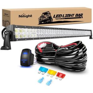 imageNilight LED Light Bar 32Inch 180W Spot Flood Combo Led Off Road Lights 12V 5Pin Rocker Switch LED Light Bar Wiring Harness Kit 2 Years Warranty ZH079 ClearWhite42Inch 240W Light Bar Wiring Harness