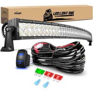imageNilight LED Light Bar 32Inch 180W Spot Flood Combo Led Off Road Lights 12V 5Pin Rocker Switch LED Light Bar Wiring Harness Kit 2 Years Warranty ZH079 ClearWhite50Inch 288W Light Bar Wiring Harness