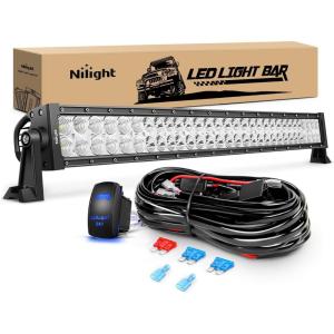 imageNilight LED Light Bar 32Inch 180W Spot Flood Combo Led Off Road Lights 12V 5Pin Rocker Switch LED Light Bar Wiring Harness Kit 2 Years Warranty ZH079 ClearWhite32Inch 180W Light Bar Wiring Harness