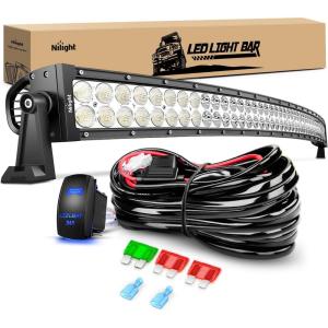 imageNilight LED Light Bar 32Inch 180W Spot Flood Combo Led Off Road Lights 12V 5Pin Rocker Switch LED Light Bar Wiring Harness Kit 2 Years Warranty ZH079 ClearWhite52Inch 300W Light Bar Wiring Harness