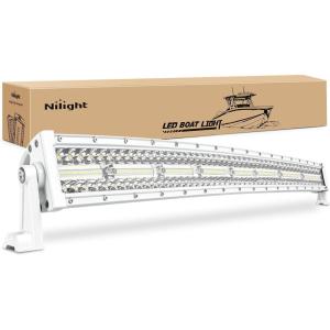 imageNilight LED Light Bar 33Inch Triple Row Spot Flood Combo Lights Red Shell with Wiring Harness Kit for Fog Driving Work Lighting on OffRoad Truck SUV ATV UTV33Inch 256LEDs Light Curved White Shell