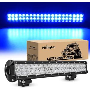 imageNilight LED Light Bar 9Inch 54W 3600LM Spot Off Road Driving Lamp Super Bright Waterproof Fog Work Lighting for Trucks SUV ATV UTV Pickup Boat Tractor 4x4 Van CamperBlue