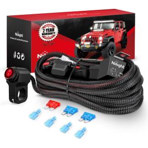 imageNilight LED Light Bar Wiring Harness Kit Motorcycle Handlebar Push Button Switch 16AWG 2 Leads 12V On Off for ATV UTV Driving Lights 78inchMotorcycle Handlebar Switch Wiring2 Leads