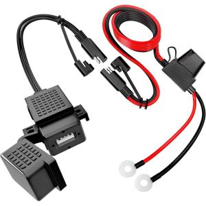 imageNilight LED Light Bar Wiring Harness Kit Motorcycle Handlebar Push Button Switch 16AWG 2 Leads 12V On Off for ATV UTV Driving Lights 78inchSAE TO USB Adapter