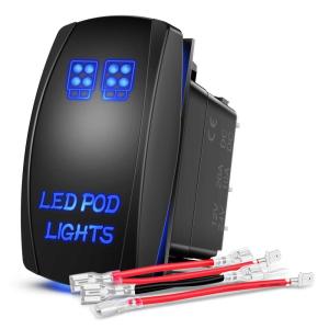 imageNilight LED POD Lights Rocker Switch Led Light Bar Switch 5Pin Laser OnOff switches 20A12V 10A24V Switch with Jumper Wires Set for CarsTrucksRVs2 Years WarrantyBlue
