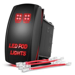 imageNilight LED POD Lights Rocker Switch Led Light Bar Switch 5Pin Laser OnOff switches 20A12V 10A24V Switch with Jumper Wires Set for CarsTrucksRVs2 Years WarrantyRed
