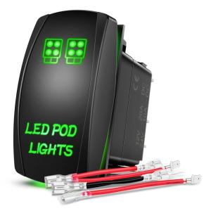 imageNilight LED POD Lights Rocker Switch Led Light Bar Switch 5Pin Laser OnOff switches 20A12V 10A24V Switch with Jumper Wires Set for CarsTrucksRVs2 Years WarrantyGreen