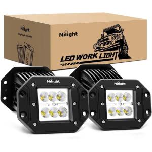 imageNilight LED Pods 4PCS 18W Flood Flush Mount LED Work Light Driving Lights Led Light Bar Off Road Fog Lights for Jeep Truck Tacoma Bumper ATV UTV4PCS 18W Flood Flush Mount