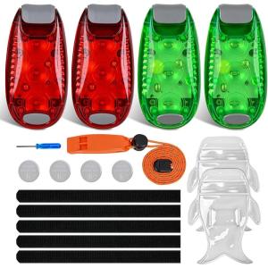 imageNilight LED Safety Light 4PCS Green Marine Navigation Bike Tail Lights Three Modes Waterproof Reflective Gear Clip On Flash Strobe Indicator Lamp for Night Boating Fishing Cycling Jogging3LED Safety LightRed Green