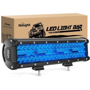 imageNilight Led Light Bar 12Inch 300W Triple Row Flood Spot Combo 30000LM Bar Driving Boat Lighting Led Off Road Lights for Trucks2 Years WarrantyBlue