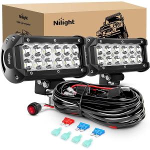 imageNilight Led Light Bar 2PCS 36w 65Inch Spot Off Road Lights Super Bright Driving Fog Light Boat Lights Driving Lights Led Work Light SUV Lamp36w Led Light Wiring Harness
