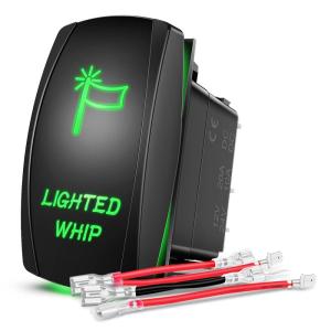 imageNilight Lighted Whip Rocker Switch Led Light Bar 5Pin Laser On Off SPST switches 20A12V 10A24V Red with Jumper Wires Set for Cars Trucks RVsGreen