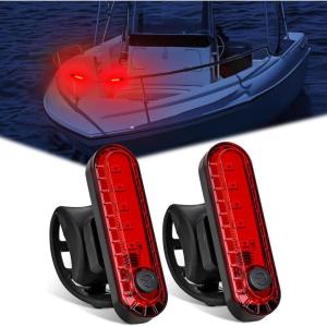 imageNilight Marine Boat Navigation Light 2PCS Red Port Bow Lights Four Modes Waterproof Rechargeable Warning Safety Clearance Lamp for Skeeter Yacht Pontoon Trailer Truck Bike Backpack Helmet