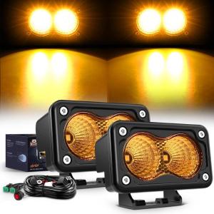imageNilight Motorcycle Amber LED Pods 2 PCS 3 Inch 1070LM Flood Offroad Fog Driving Auxiliary Light w18AWG DT Wiring Harness Kit for ATV Truck Boat Tractor ForkliftAmber Led Pods Wiring harness