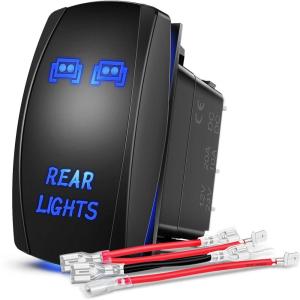 imageNilight NIRS05 LED Light Bar Rocker Switch 5Pin Laser OnOff Rear Lights Rocker Switch 20A12V 10A24V Switch Jumper Wires Set2 years Warranty  BlueBlue