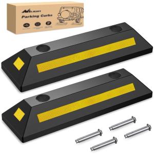 imageNilight Parking Curb  Heavy Duty Rubber Garage Driveway Car Wheel Stopper Parking Aid Block Gadgets 1Pack2 PACK