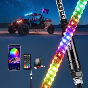 imageNilight RGB Whip Light 1PC 2FT Lighted Antenna Whips with Remote ampamp App Control DIY Chasing Patterns Brake Reverse Lights for ATV UTV Polaris RZR Canam Dune Buggy Pickup Trucks Jeep