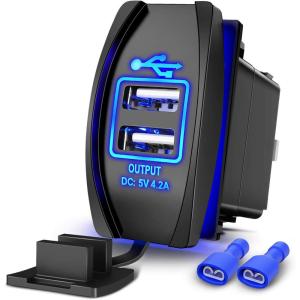 imageNilight Rocker Switch Style USB Outlet Socket Fits Panel 42A PD Type C and QC 30 12V 24V Fast Socket Dual Outlets Port for Cars Boats Trucks RVsDual USB