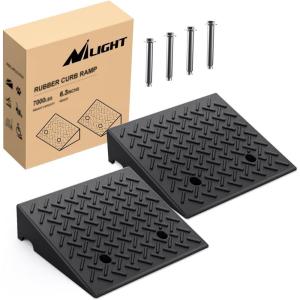 imageNilight Rubber Curb Ramps 63 Inches Rise Height Heavy Duty Rubber Threshold Ramp Portable Driveway Ramps for Cars Wheelchairs Scooter Lawn Mower 7000lbs Load Capacity 2 Pack63 Rise