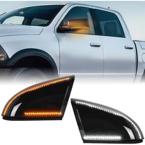 imageNilight Side Mirror Marker Light Switchback Amber Turn Signals White Day Running Lights Smoked Lens Plug and Play Compatible With 20092014 Ford F150 20102014 RaptorDodge Ram 20092022