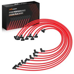 imageNilight Spark Plug Wire 105 mm Straight Boots High Performance Ignition Wire Compatible with Chevy SBC BBC 305 350 454 Electronic V8 Engine with HEI DistributorSBC BBC 305 350 454 HEI90 Degree