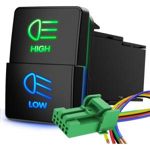 imageNilight Spot Lights Push Button Switch 12V ON Off with Connector Wire Kit 128quot x 087quot Replacement for Toyota Sequoia Highlander Tacoma Tundra 4Runner RAVR YarisHigh Beam  Low Beam