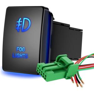 imageNilight Spot Lights Push Button Switch 12V ON Off with Connector Wire Kit 128quot x 087quot Replacement for Toyota Sequoia Highlander Tacoma Tundra 4Runner RAVR YarisFOG LIGHTS