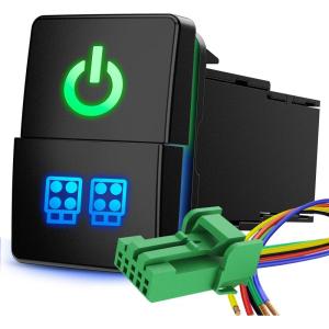 imageNilight Spot Lights Push Button Switch 12V ON Off with Connector Wire Kit 128quot x 087quot Replacement for Toyota Sequoia Highlander Tacoma Tundra 4Runner RAVR YarisPower  LED Work Lights